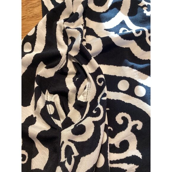 BELLAMIE Black Geometric Midi A-Line Dress Wrinkle Resistant Medium Classic Prep - Picture 5 of 5